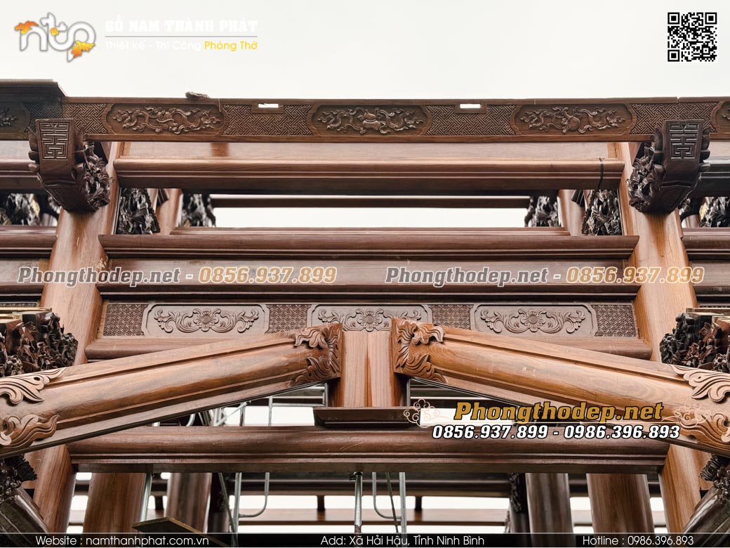 Kết cấu hệ vì kèo phần hậu cung nhà gỗ 3 gian 2 chái